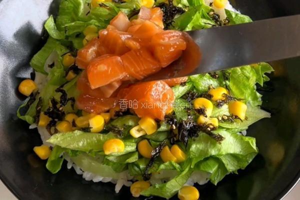 三文鱼生菜拌饭的做法图解6
