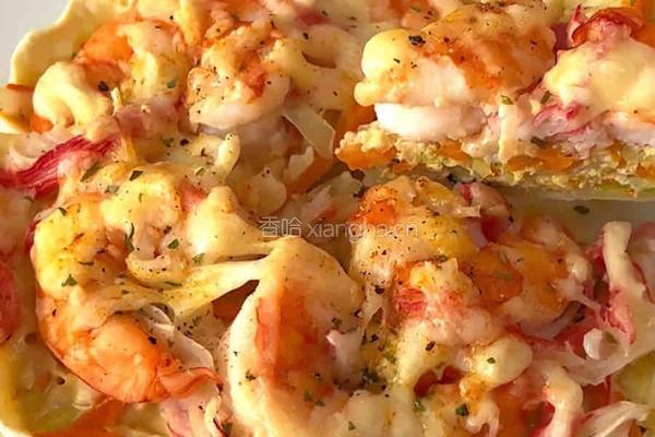 菠菜虾仁烤蛋饼