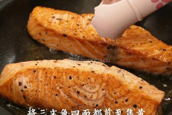 蒜香柠檬否煎三文鱼的做法图解3