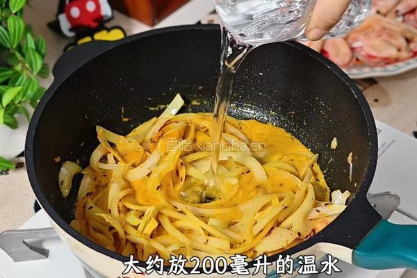 加拿大北极虾菠菜咖喱的做法图解6