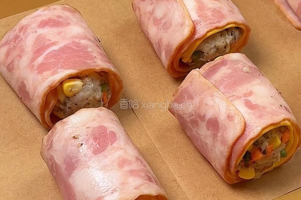 芝士培根虾滑卷的做法图解6