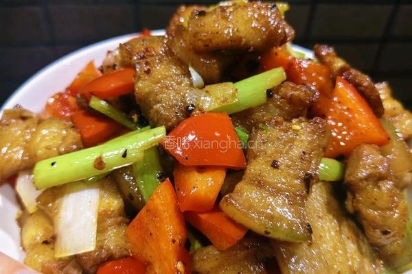家常大葱红椒炒五花肉的做法图解6